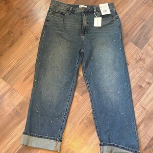 NWT Jessica Simpson size 14, Zinnia, wide leg boyfriend jeans, dark wash,